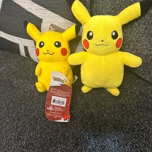 2x Pokémon Nintendo 8" Pikachu Corduroy Plush Stuffed Animal Limited Edition